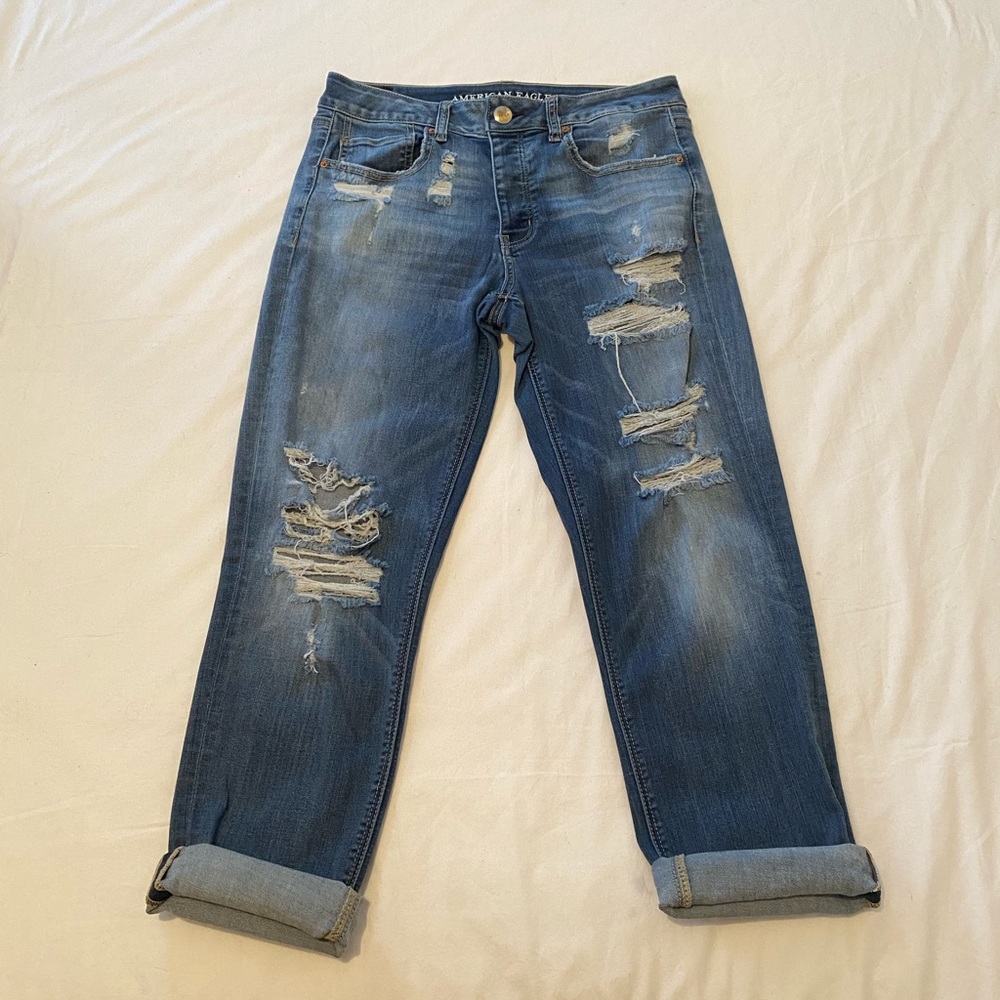 American Eagle Distressed Mom-fit Jeans